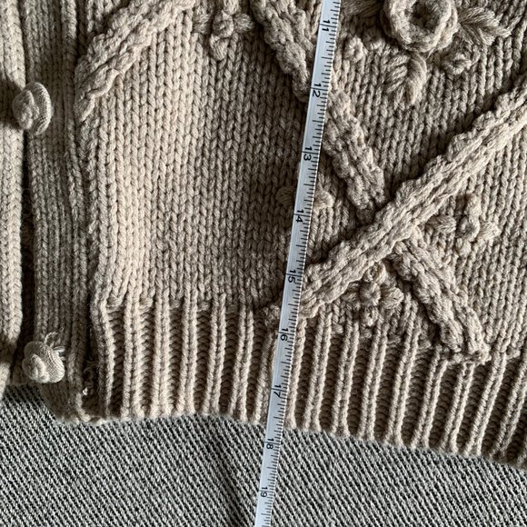 BLOGGER NEW ZARA Women Chunky Floral Sweater Cardigan 1957/104, Tan/Mink, Size S - Picture 10 of 10